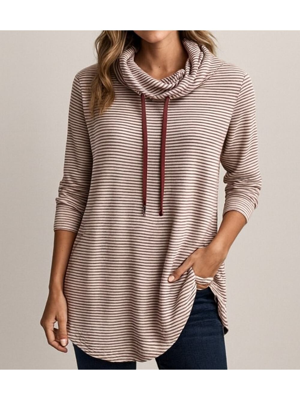 Chance or Fate XL Hooded Striped Top Red White Stripe
